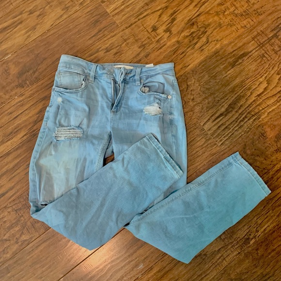 Ripped garage light wash girlfriend jeans. - Picture 8 of 8